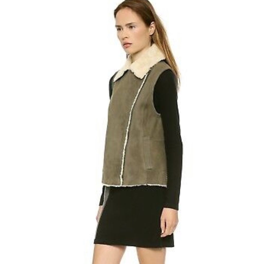 VINCE Genuine Lamb Shearling Vest - Picture 3 of 11
